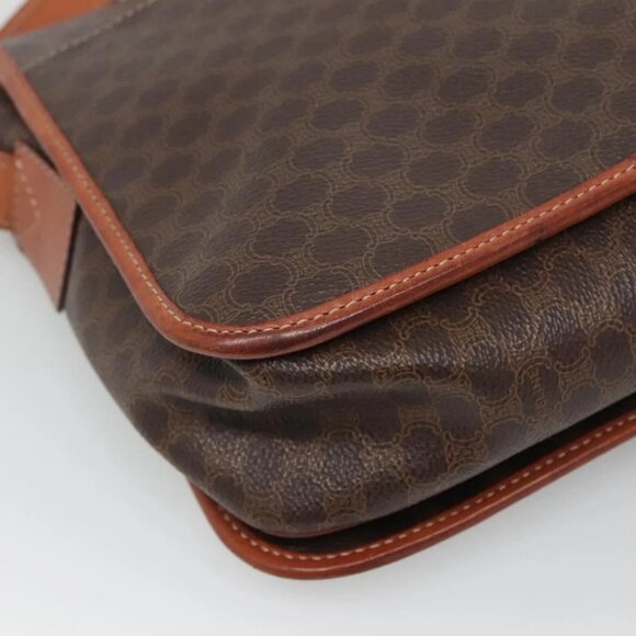 CELINE Macadam Canvas Shoulder Bag PVC Leather Brown - Picture 10 of 16